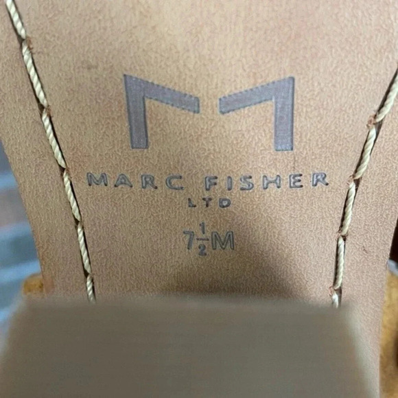 NEW, Marc Fisher, Vega, Suede Peep Toe Sandal, Stacked Block Heel, Tan, Brown - Picture 13 of 13